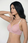 Zivame Padded Regular Wired 3/4th Coverage Tshirt Bra - Pink Lace Pattern — thumbnail 3